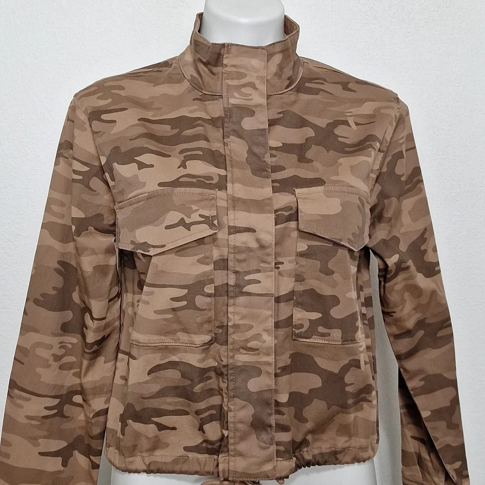 Sanctuary *NEW Brown Grunge Camo Gorpcore Armstrong Utility Bomber Jacket Size S